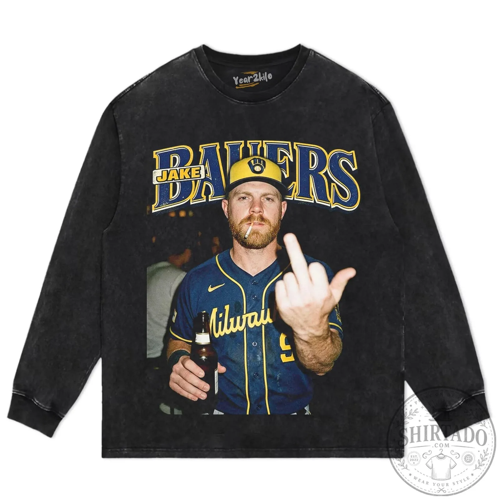 Jake Bauers Milwaukee Brewers Baseball Player Middle Finger T-Shirt 16 Jake Bauers Milwaukee Brewers Baseball Player Middle Finger T-Shirt