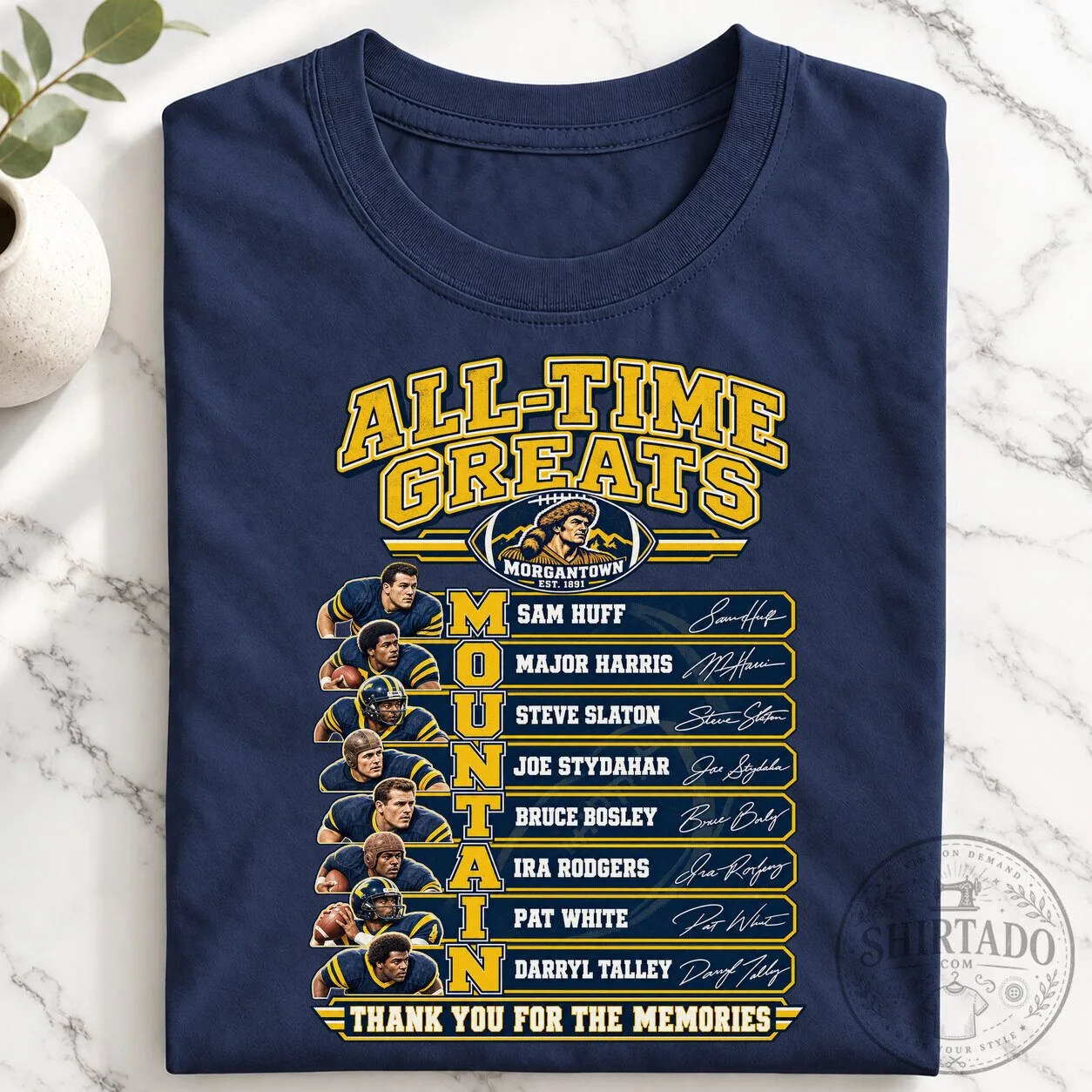 West Virginia Mountaineers All-Time Greats Football Legends T-Shirt