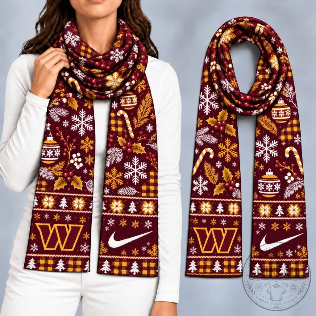 Washington Commanders NFL Christmas Game Day Ready Winter Scarf Washington Commanders NFL Christmas Game Day Ready Winter Scarf