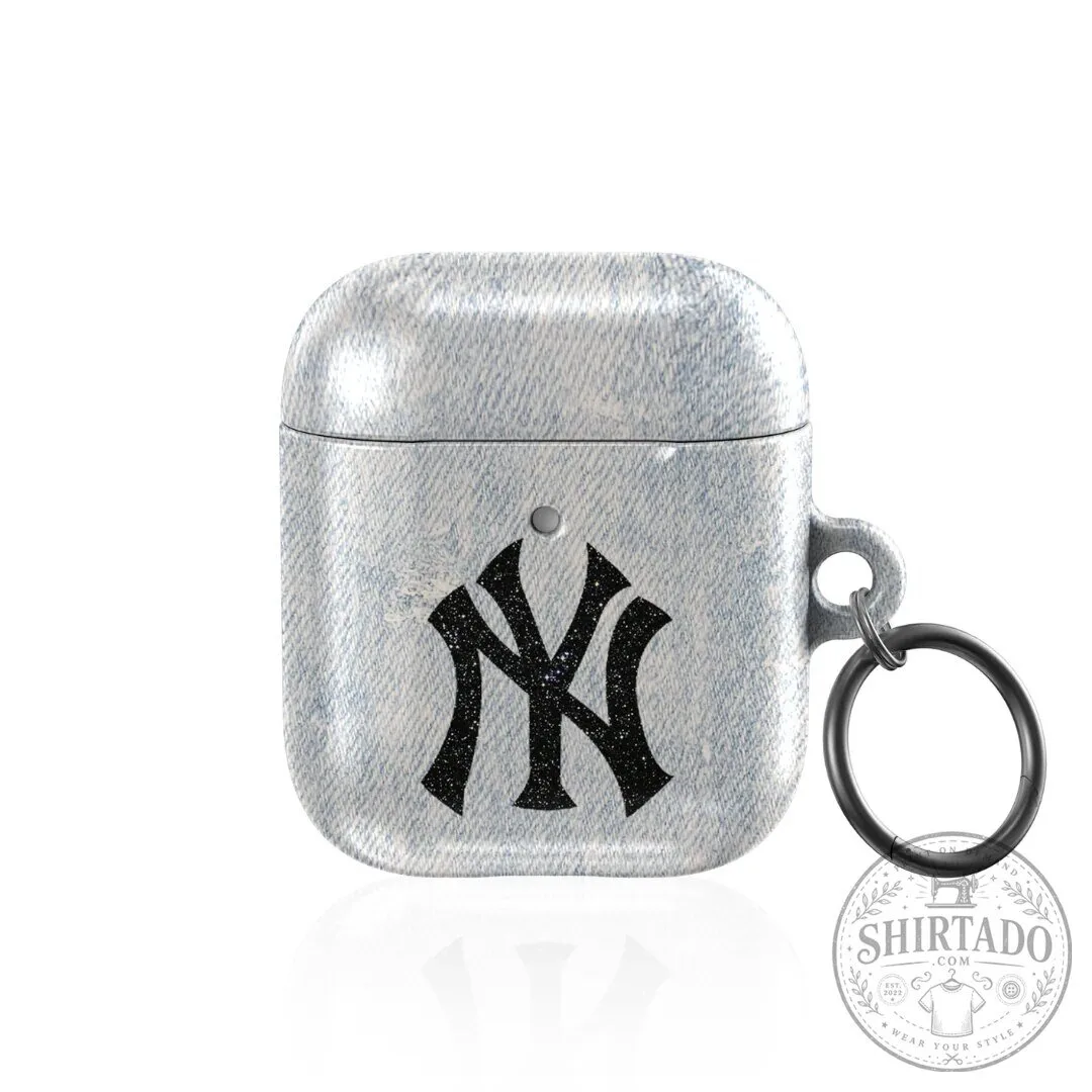 New York Yankees Denim Pattern AirPods Pro Case with Keychain 3 New York Yankees Denim Pattern AirPods Pro Case with Keychain
