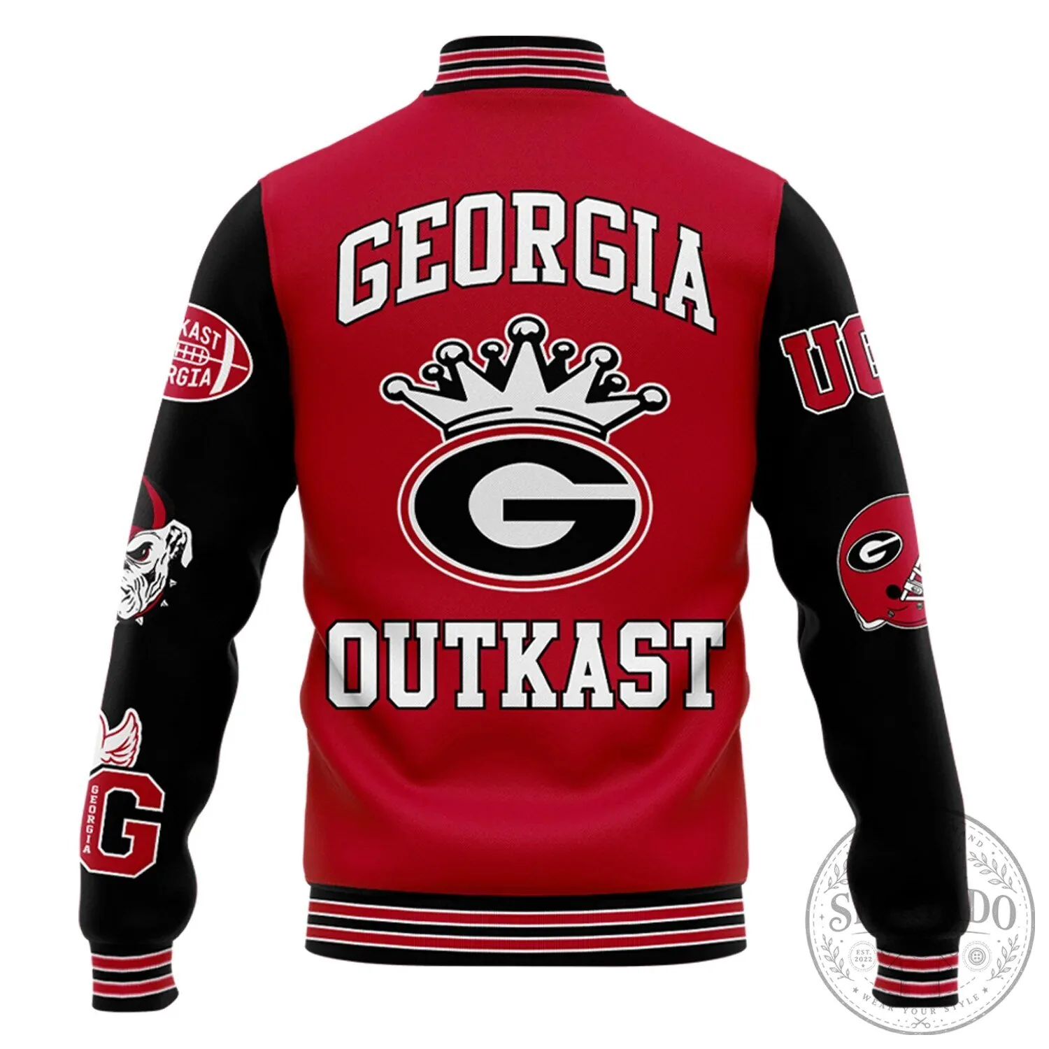 Georgia Bulldogs Outkast 1996 University Red and Black Varsity Jacket 10 Georgia Bulldogs Outkast 1996 University Red and Black Varsity Jacket