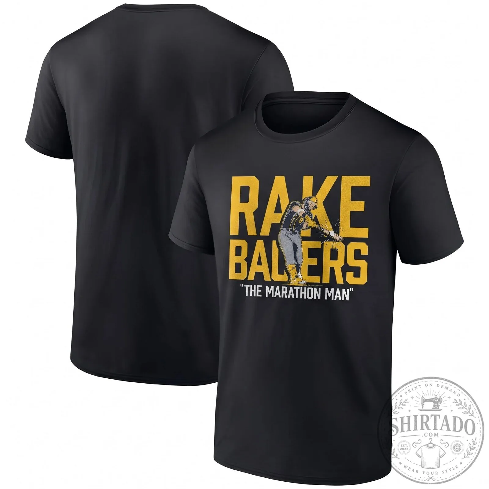 Milwaukee Brewers Rake Ballers Marathon Man Black T-Shirt 7 Milwaukee Brewers Rake Ballers Marathon Man Black T-Shirt