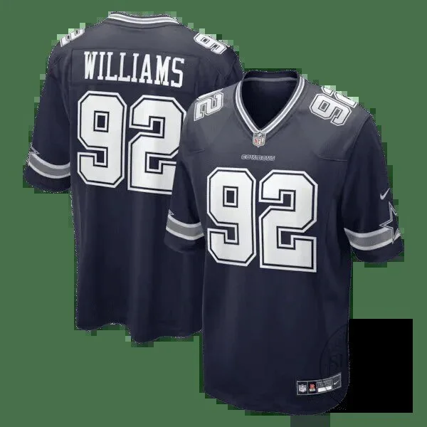 Dallas Cowboys Quinnen Williams Number 92 Navy Blue Football Jersey