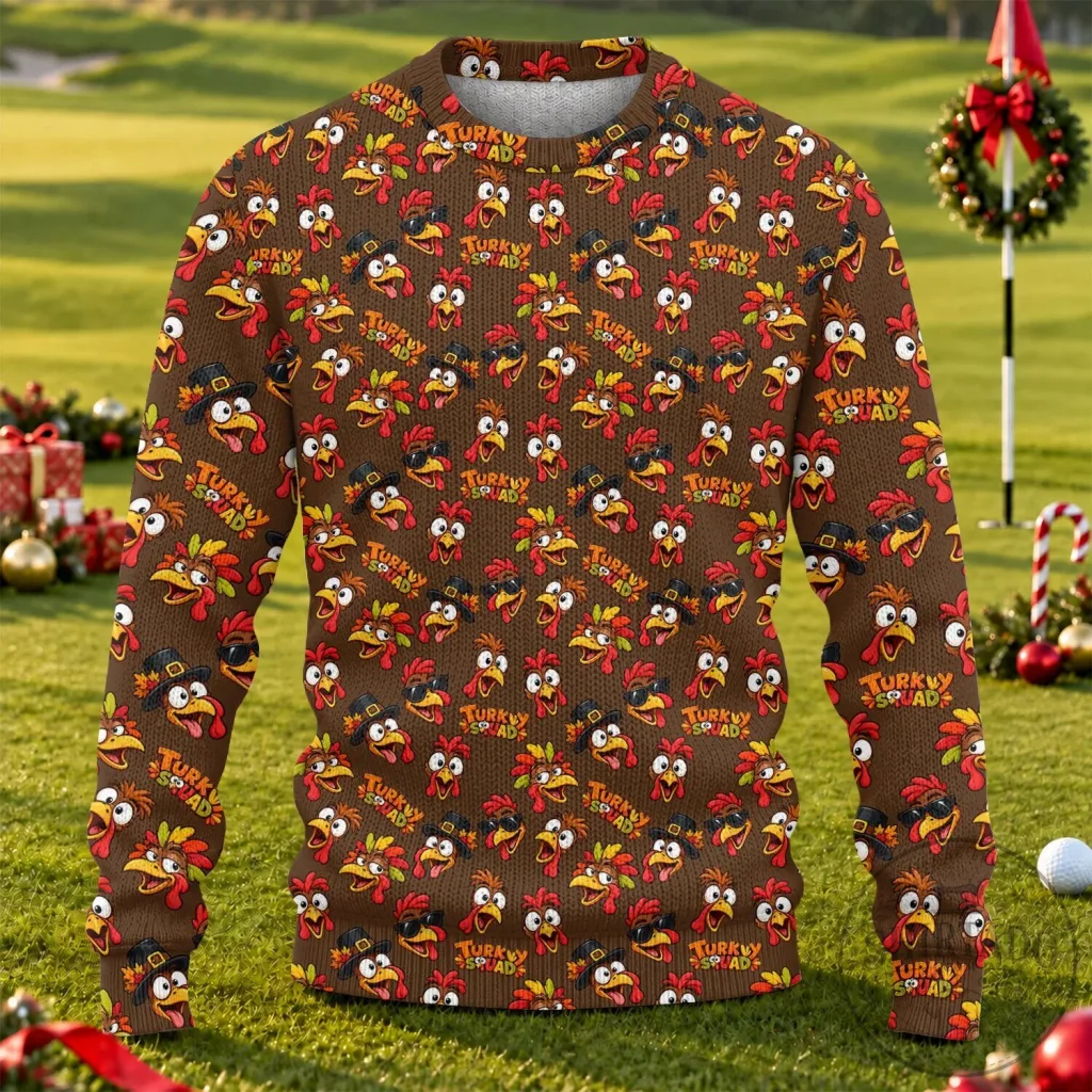 Thanksgiving Turkey Squad Ugly Christmas Sweater Holiday Party Sweatshirt Thanksgiving Turkey Squad Ugly Christmas Sweater Holiday Party Sweatshirt