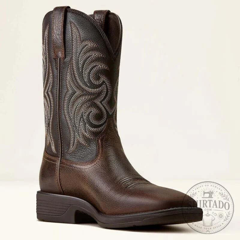 Men's Ariat Ranger Wide Square Toe Cowboy Boots Western Leather Footwear 1 Men's Ariat Ranger Wide Square Toe Cowboy Boots Western Leather Footwear